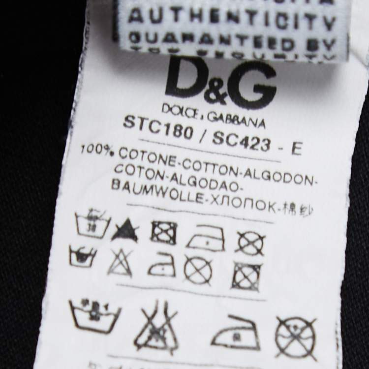 Pre Owned D&G Black Cotton Rhinestone Embellished T-Shirt M