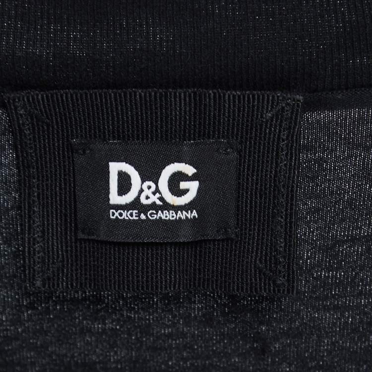 Pre Owned D&G Black Cotton Rhinestone Embellished T-Shirt M