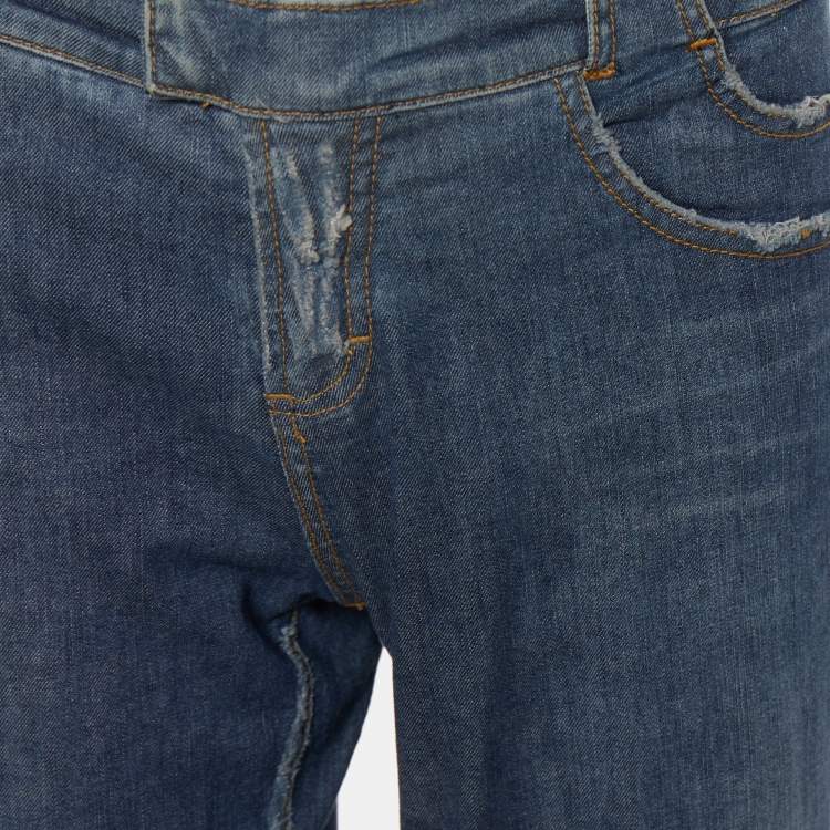 Pre Owned D&G Blue Distressed Denim Straight Leg Jeans M
