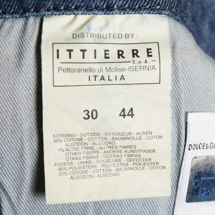 Pre Owned D&G Blue Distressed Denim Straight Leg Jeans M