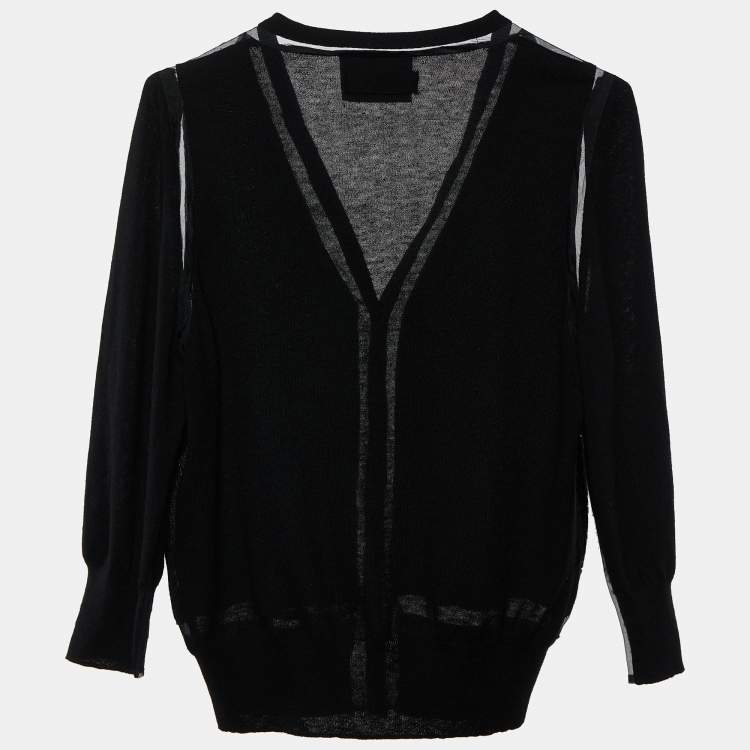 Pre Owned D&G Black Sequin Embellished Cashmere Button Front Cardigan L