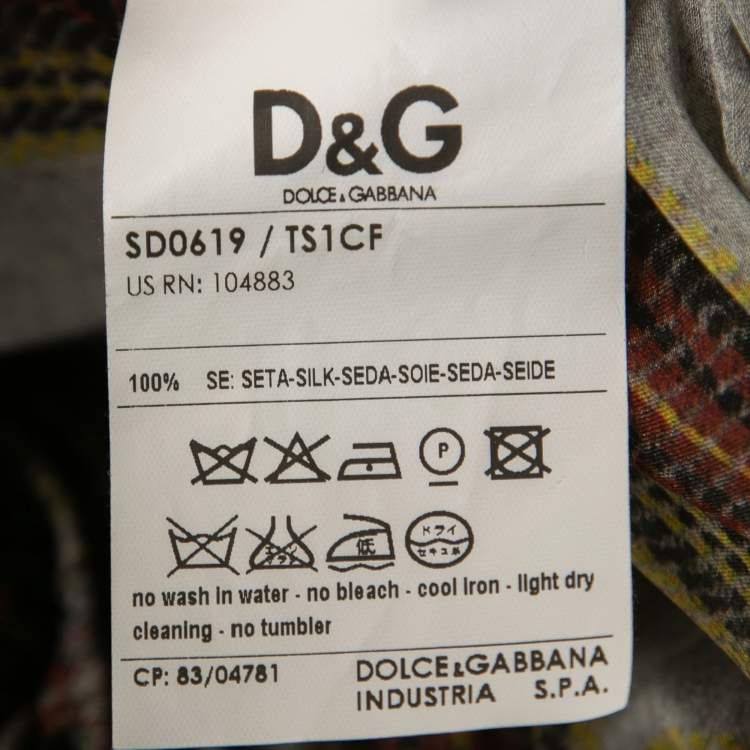 Pre Owned D&G Grey Checked Chiffon Silk Ruffled Tiered Maxi Dress M