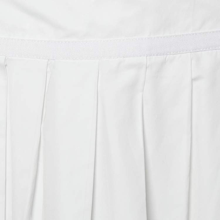 Pre Owned D&G White Cotton Pleated Mini Skirt M