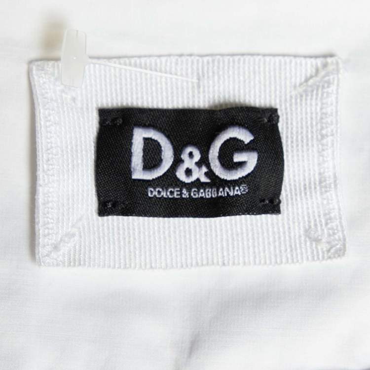 Pre Owned D&G White Cotton Pleated Mini Skirt M
