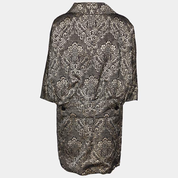 Pre Owned D&G Black & Gold Brocade Oversized Coat M