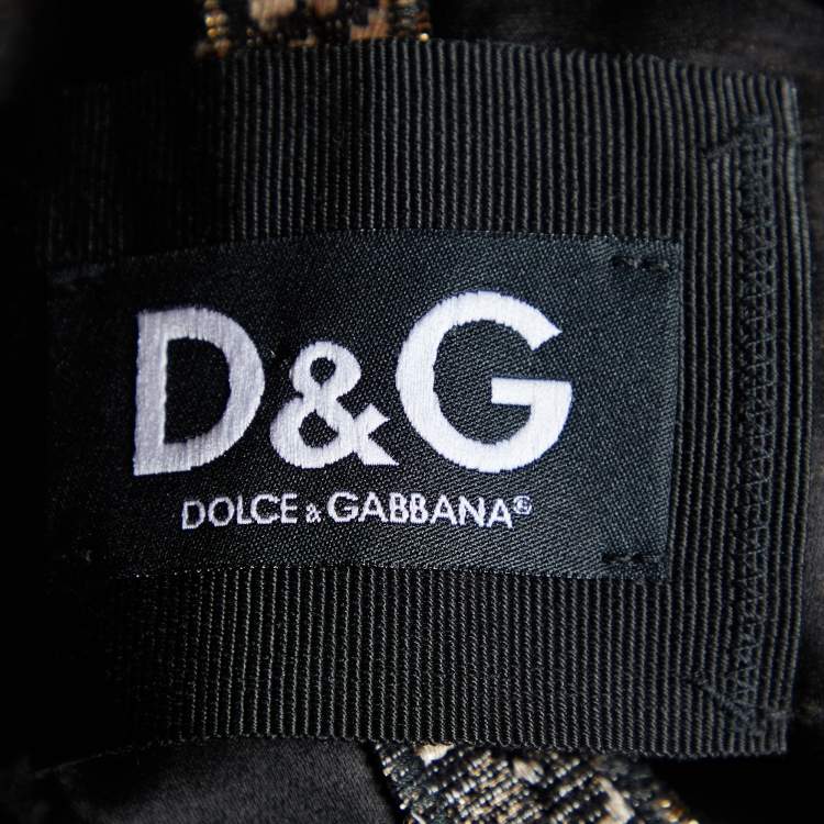 Pre Owned D&G Black & Gold Brocade Oversized Coat M