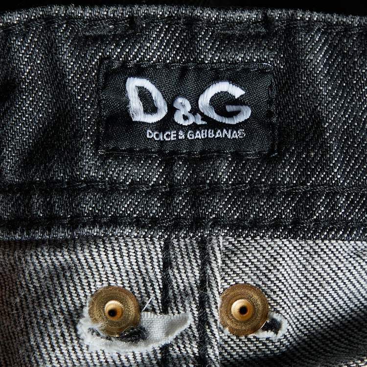 Pre Owned D&G Black Denim Distressed Jeans M