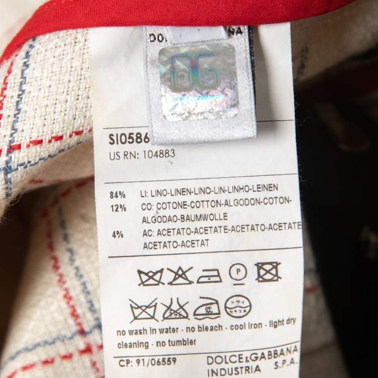 Pre Owned D&G White Checked Patterned Linen Buttoned Mini Skirt S
