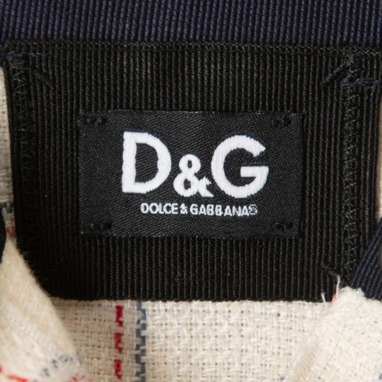 Pre Owned D&G White Checked Patterned Linen Buttoned Mini Skirt S
