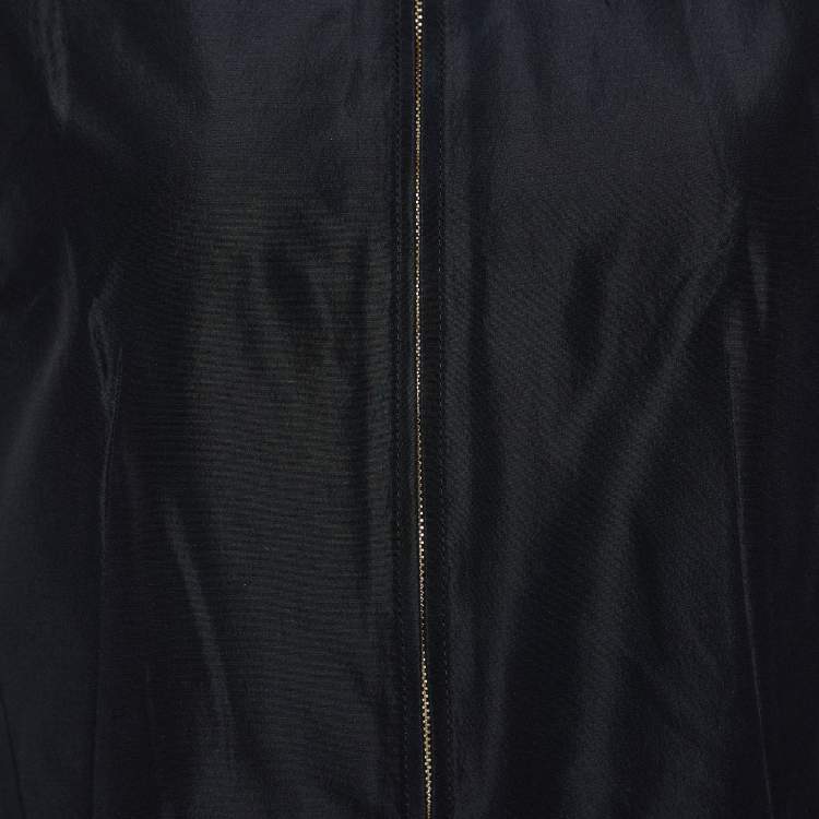 Pre Owned D&G Black Silk Contrast Ruffle Sleeve Top L