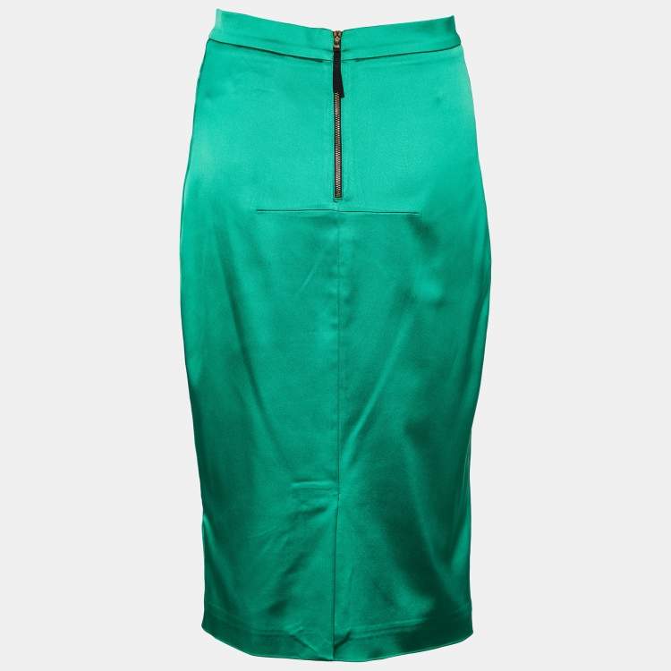 Pre Owned D&G Green Satin Pencil Skirt M