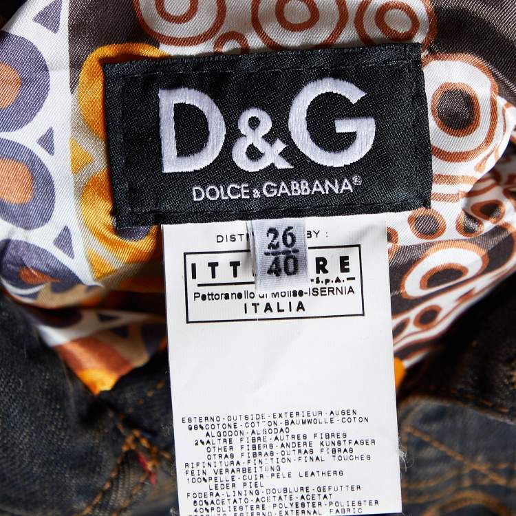 Pre Owned D&G Black Denim & Wool Sleeve Belted Jacket S