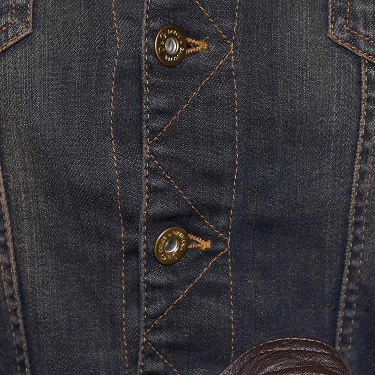 Pre Owned D&G Black Denim & Wool Sleeve Belted Jacket S