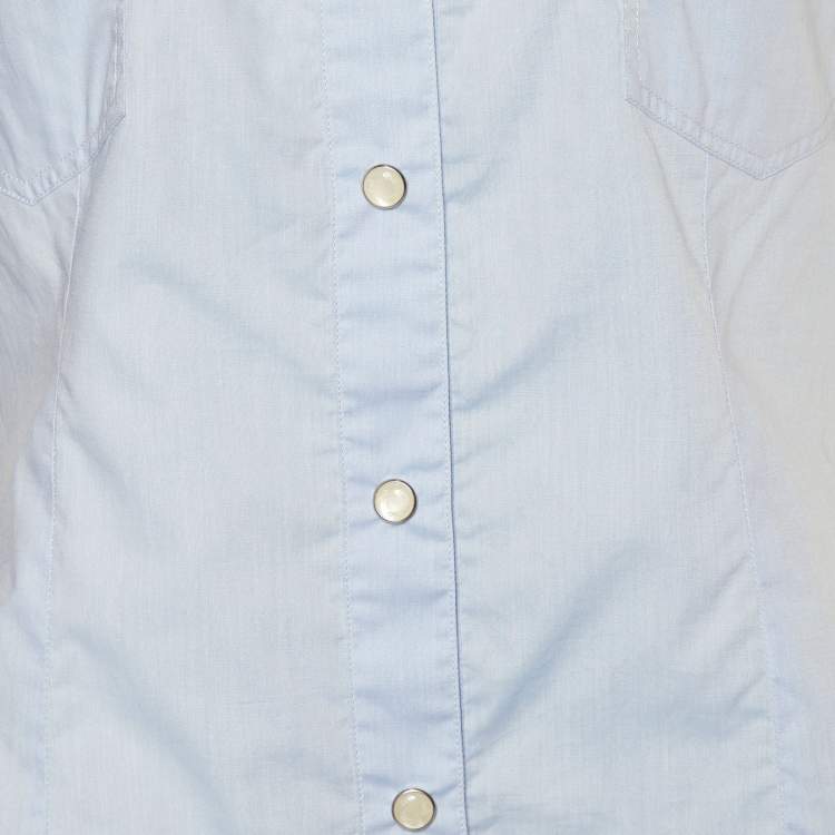 Pre Owned D&G Blue Cotton Sleeveless Button Front Shirt M