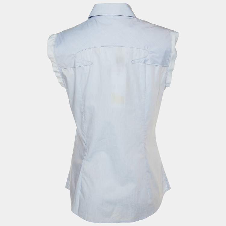 Pre Owned D&G Blue Cotton Sleeveless Button Front Shirt M