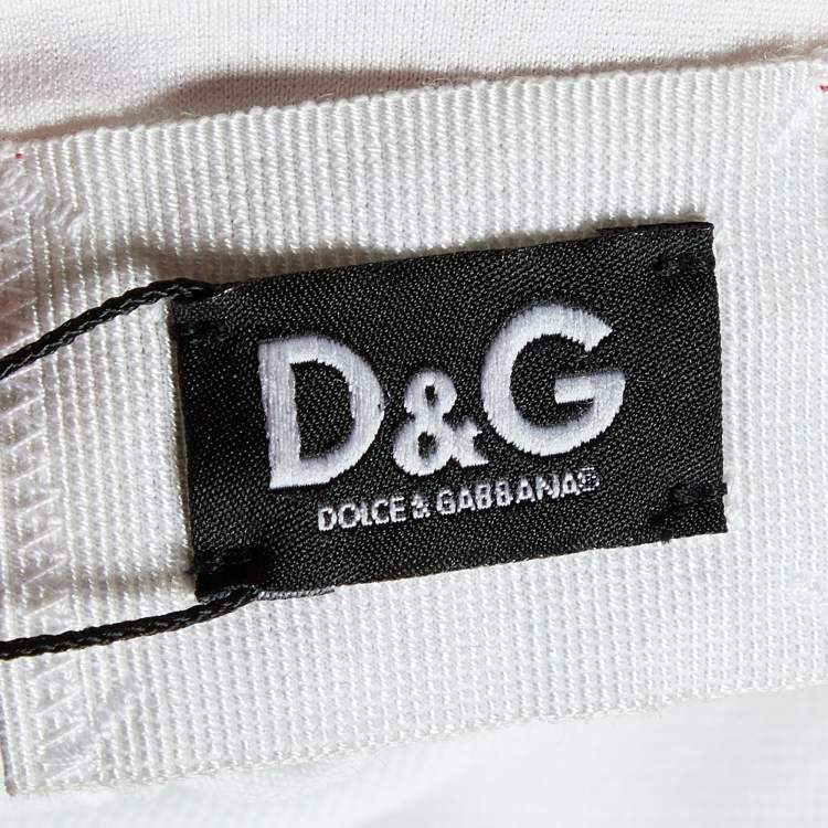 Pre Owned D&G White Cotton Knit Neck Tie Detail Sleeveless Top XL