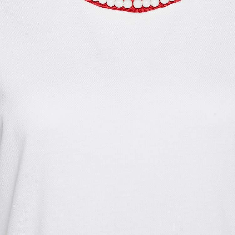 Pre Owned D&G White Cotton Knit Neck Tie Detail Sleeveless Top XL