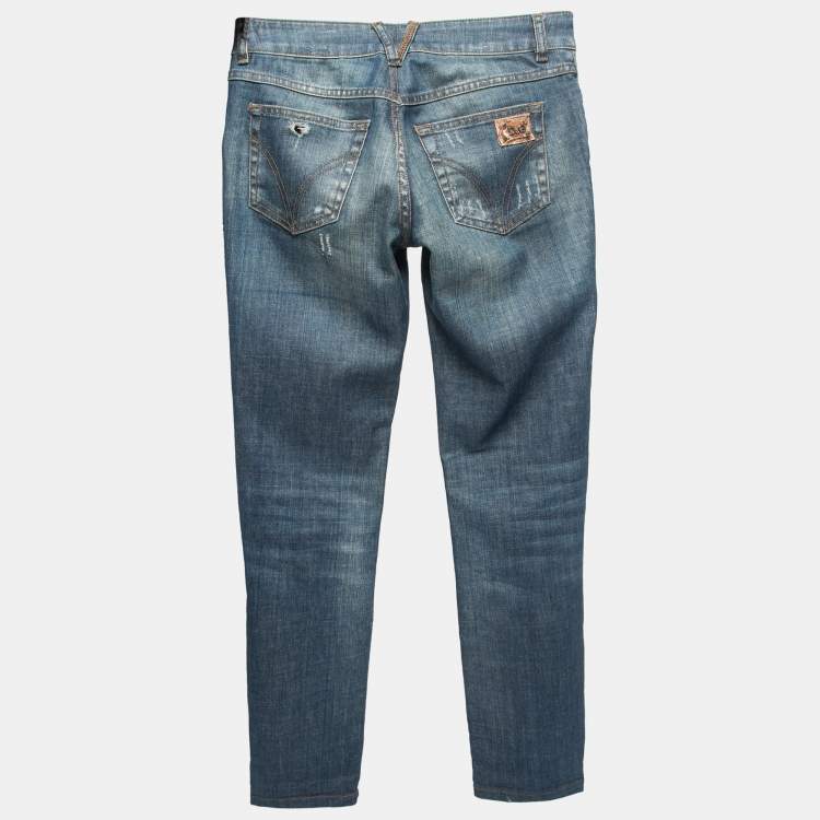 Pre Owned D&G Blue Distressed Denim Jeans S