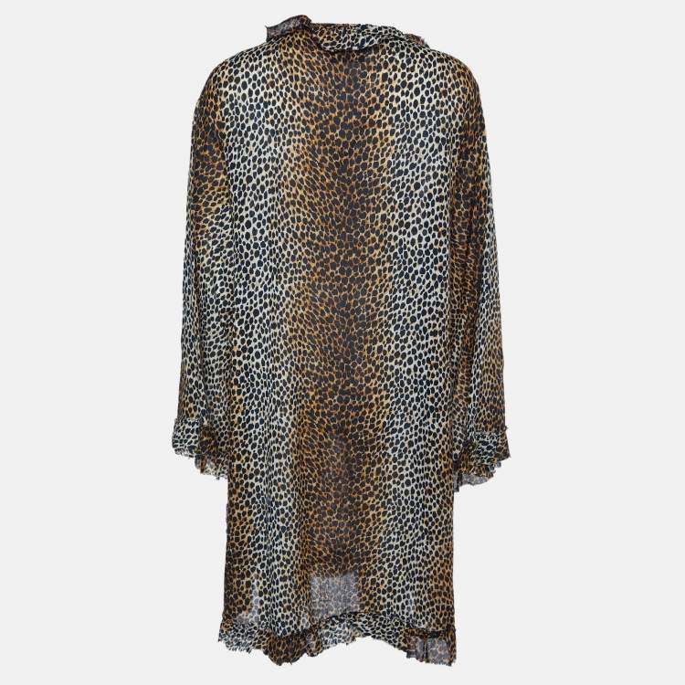 Pre Owned D&G Brown Animal Printed Cotton Shift Dress M