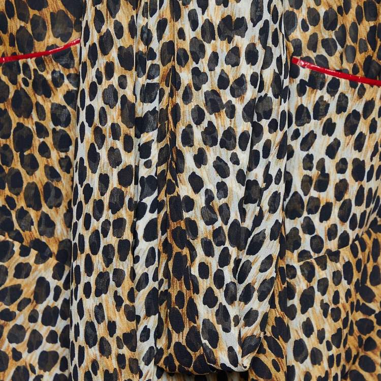 Pre Owned D&G Brown Animal Printed Silk Mini Dress L