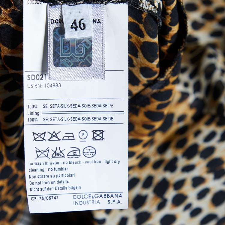 Pre Owned D&G Brown Animal Printed Silk Mini Dress L
