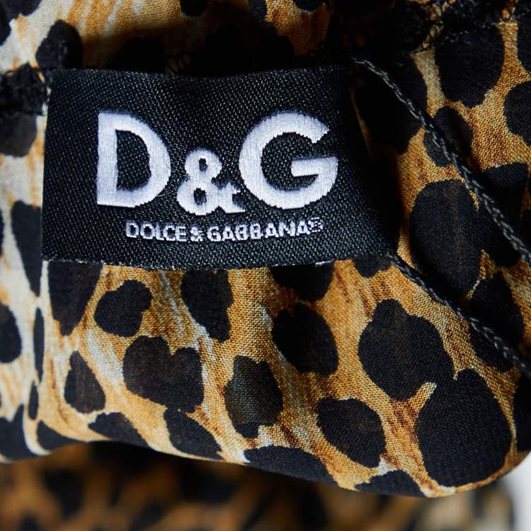 Pre Owned D&G Brown Animal Printed Silk Mini Dress L