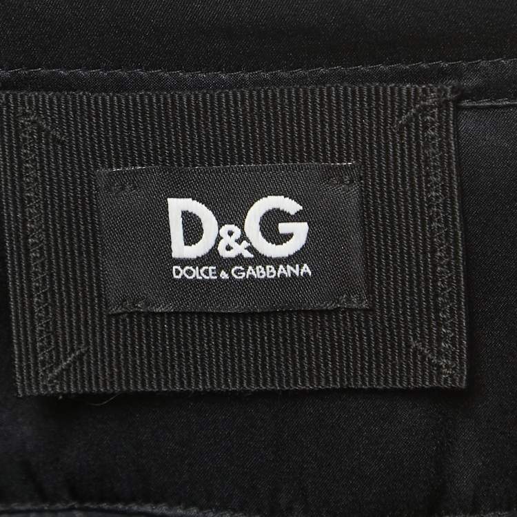 Pre Owned D&G Black Satin Button Front Knit Sleeve Shirt M