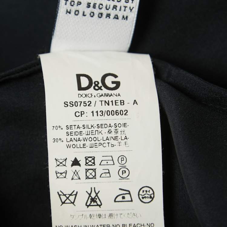 Pre Owned D&G Black Satin Button Front Knit Sleeve Shirt M