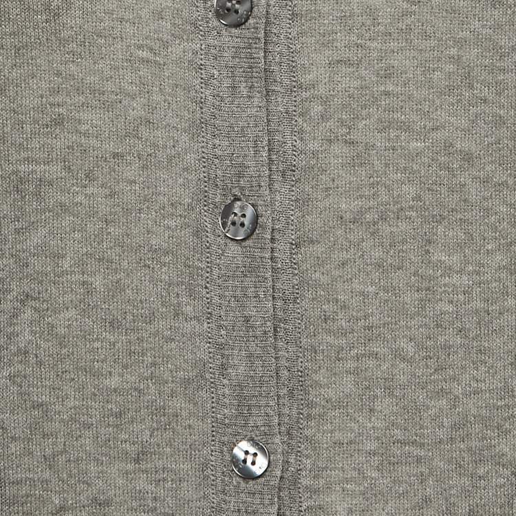 Pre Owned D&G Grey Knit & Print Silk Button Front Cardigan M