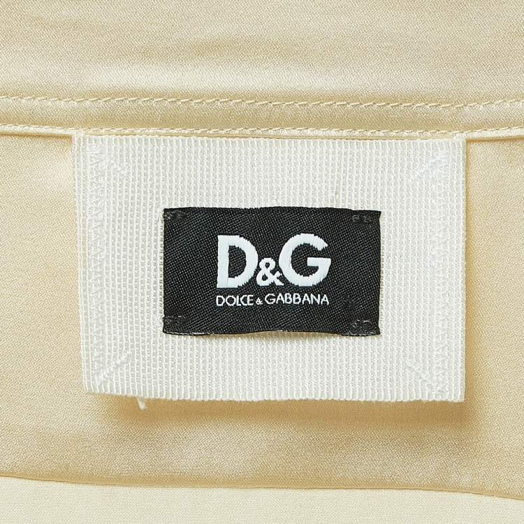 Pre Owned D&G Cream Satin Silk Button Front Full Sleeve Shirt S