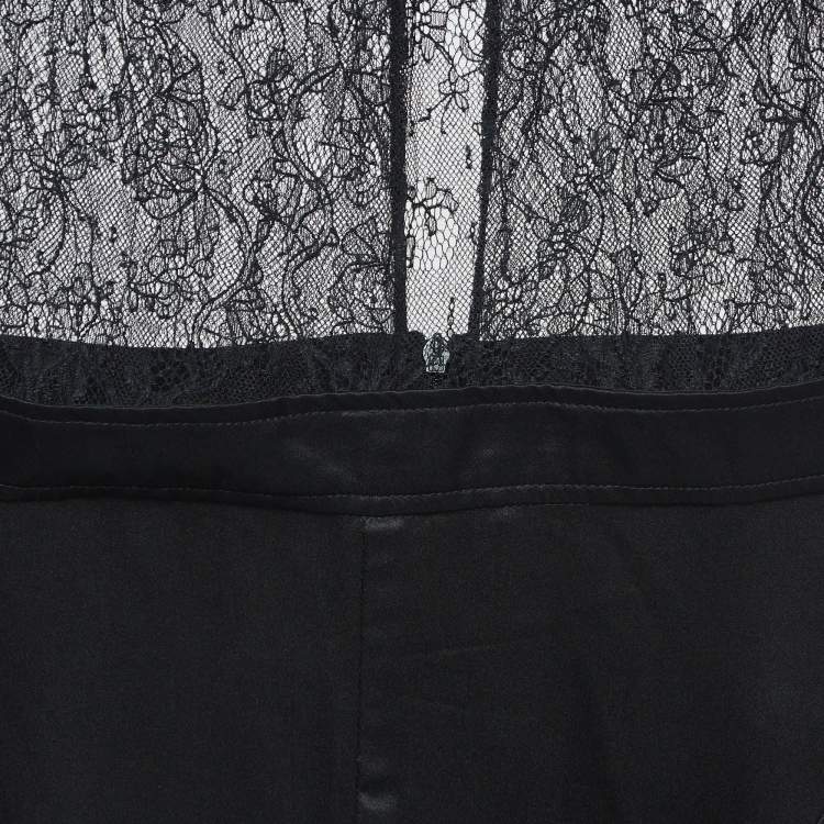 Pre Owned D&G Black Lace and Satin Flared Short Dress S