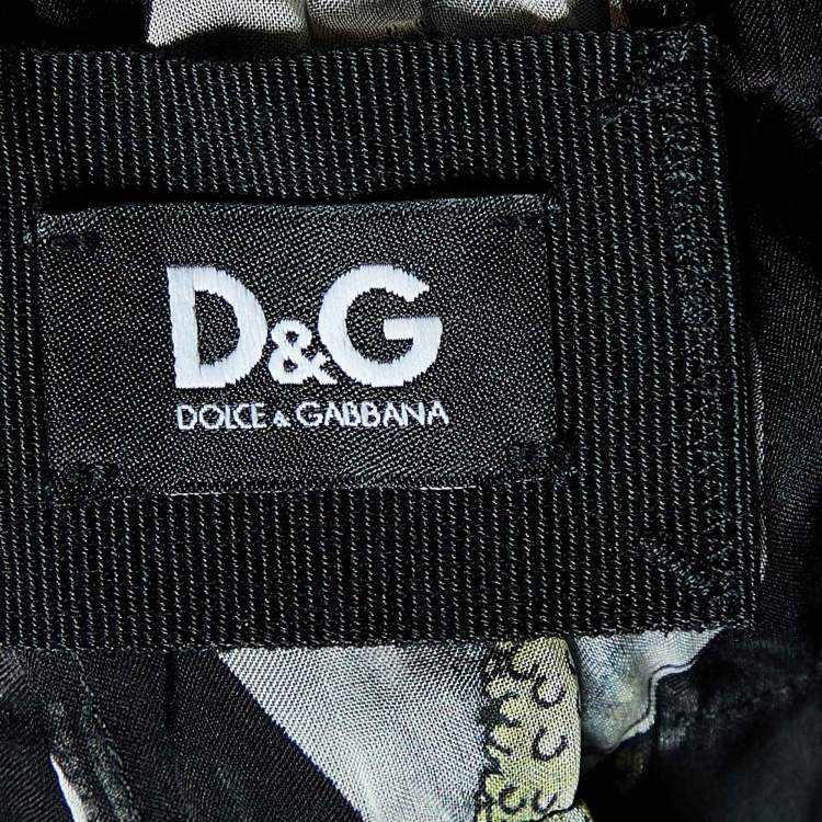 Pre Owned D&G Black Calla Lilly Print Silk Chiffon Tiered Skirt S