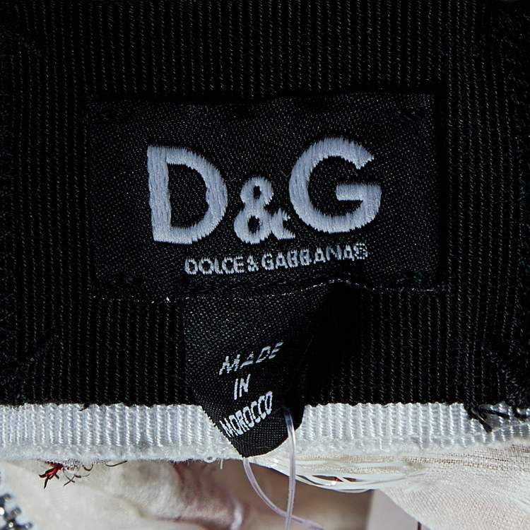 Pre Owned D&G White Fil Coupe Silk Mini Skirt XS