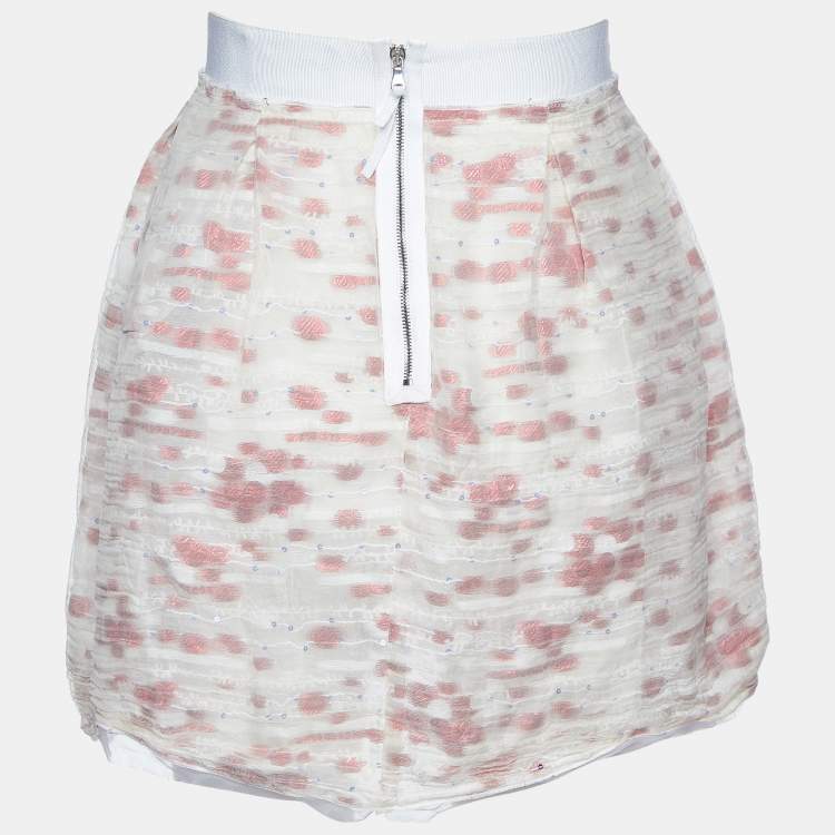 Pre Owned D&G White Fil Coupe Silk Mini Skirt XS