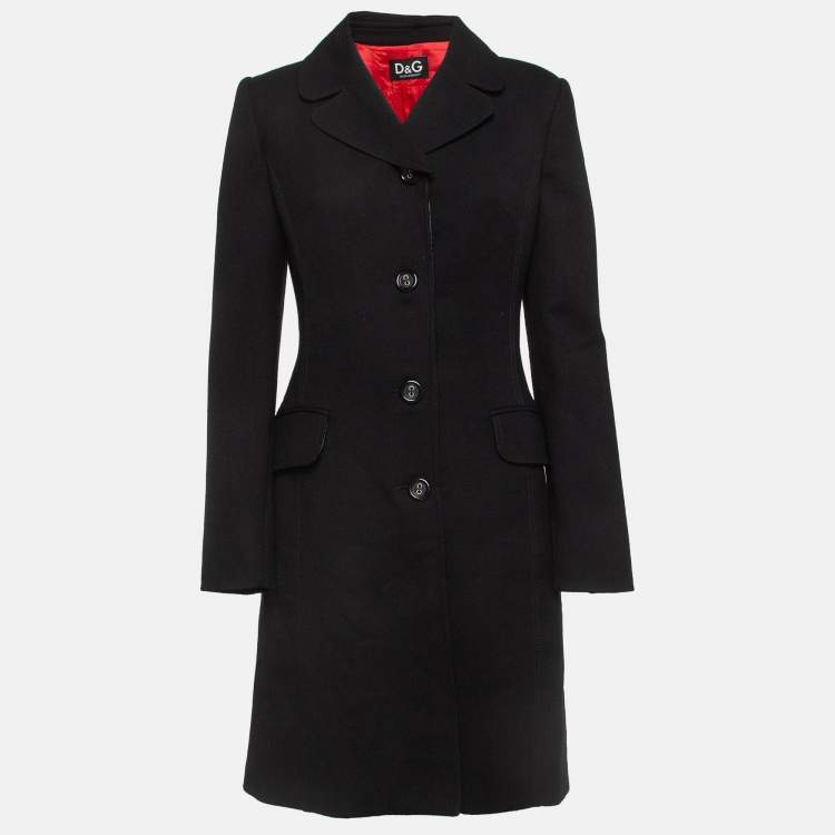 Pre Owned D&G Black Wool Blend Single Breasted Coat S