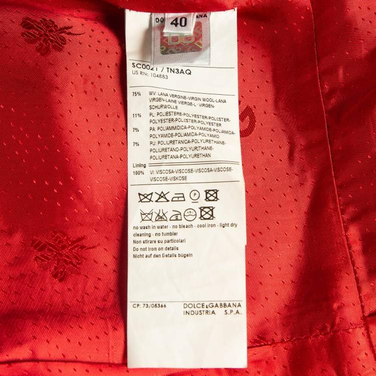 Pre Owned D&G Black Wool Blend Single Breasted Coat S