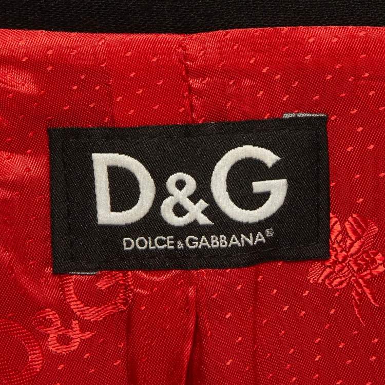 Pre Owned D&G Black Wool Blend Single Breasted Coat S