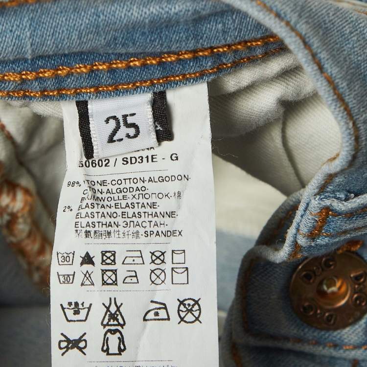 Pre Owned D&G Blue Washed Denim Low Waist Tight Fit Jeans S Waist 25"
