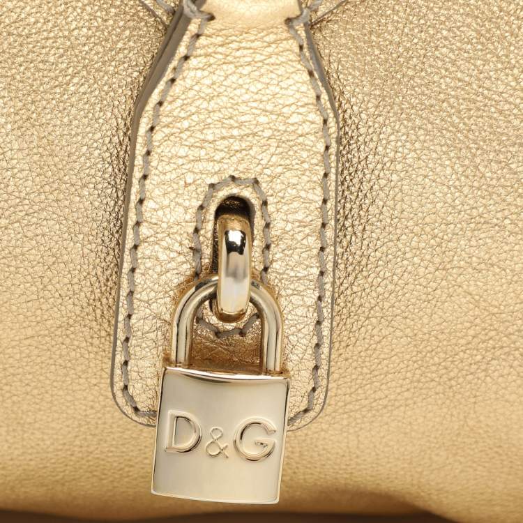 Pre Owned D&G Gold Leather Vilma Top Zip Satchel