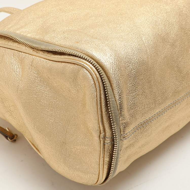 Pre Owned D&G Gold Leather Vilma Top Zip Satchel