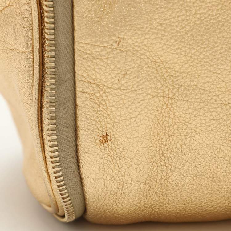 Pre Owned D&G Gold Leather Vilma Top Zip Satchel