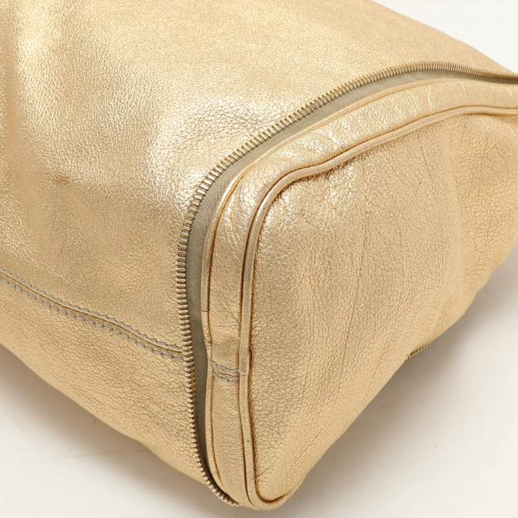Pre Owned D&G Gold Leather Vilma Top Zip Satchel