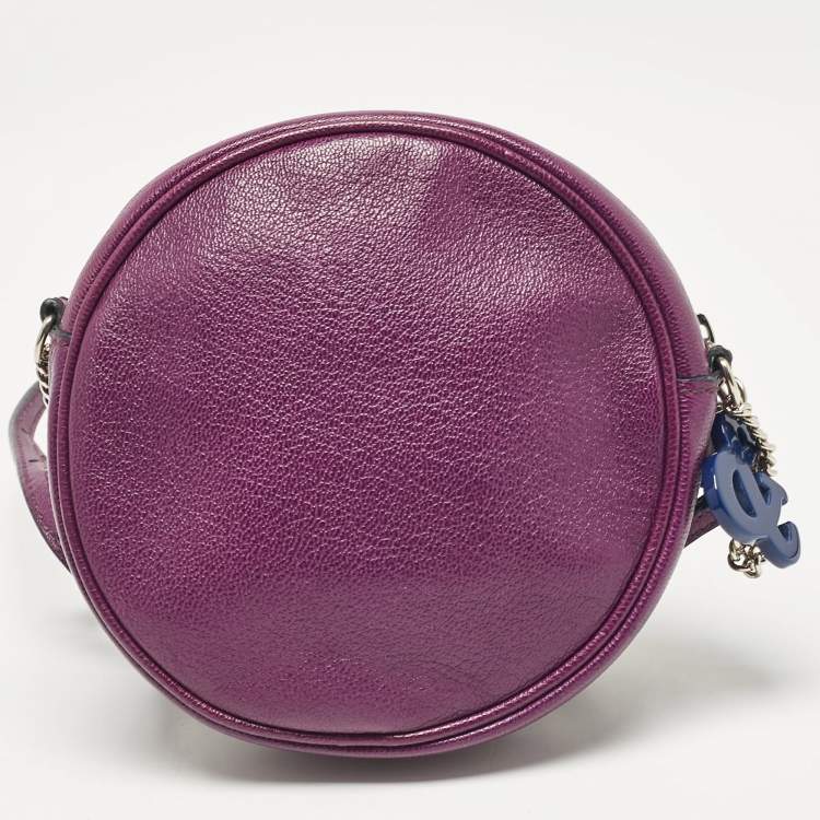 Pre Owned Dolce & Gabbana Purple Leather Ariette Round Crossbody Bag
