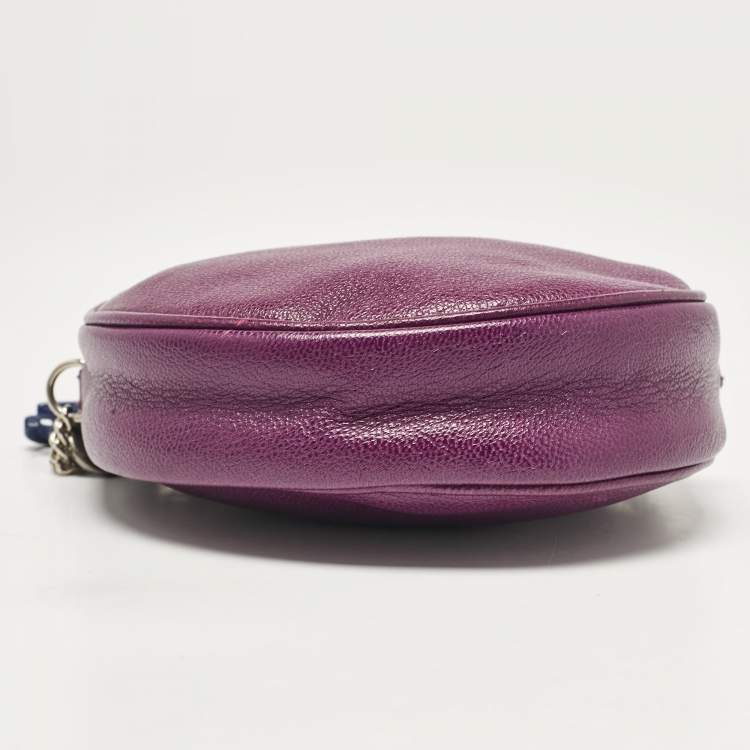 Pre Owned Dolce & Gabbana Purple Leather Ariette Round Crossbody Bag