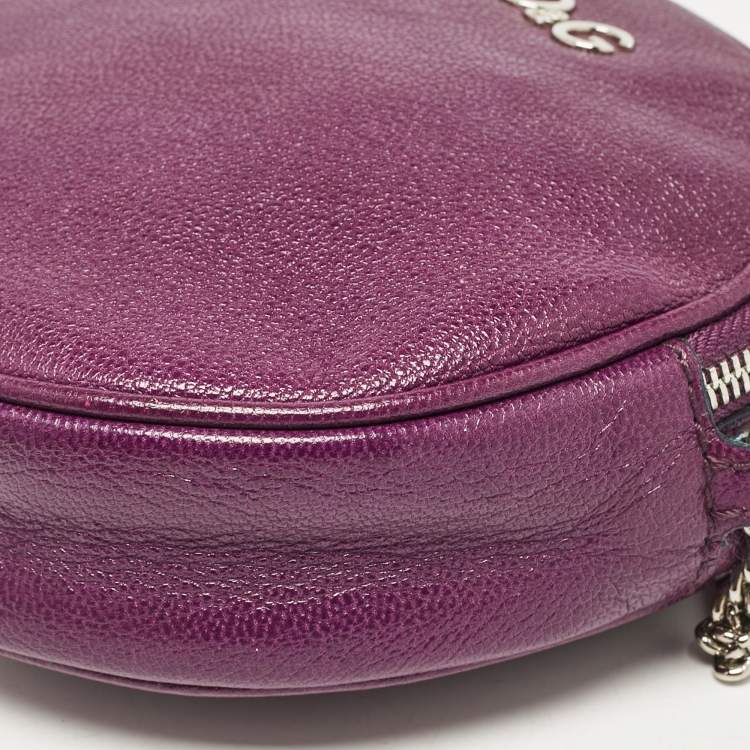 Pre Owned Dolce & Gabbana Purple Leather Ariette Round Crossbody Bag