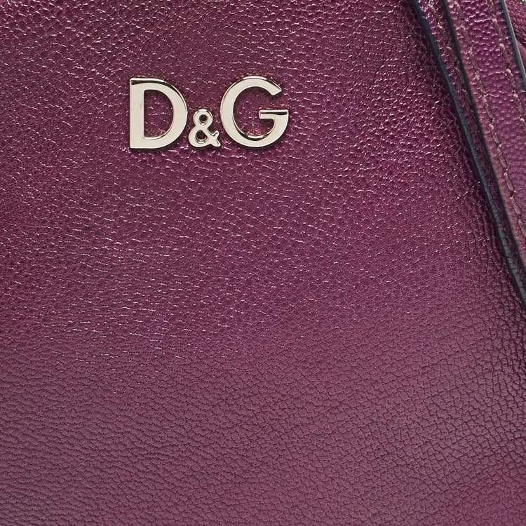 Pre Owned Dolce & Gabbana Purple Leather Ariette Round Crossbody Bag