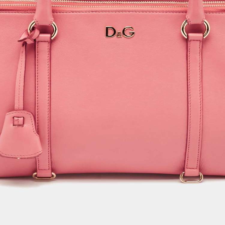 Pre Owned D&G Pink Leather Lily Twist Satchel
