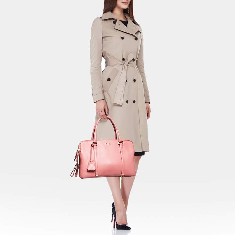 Pre Owned D&G Pink Leather Lily Twist Satchel