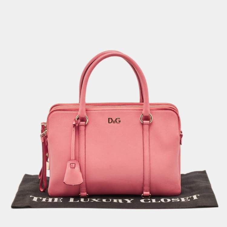 Pre Owned D&G Pink Leather Lily Twist Satchel
