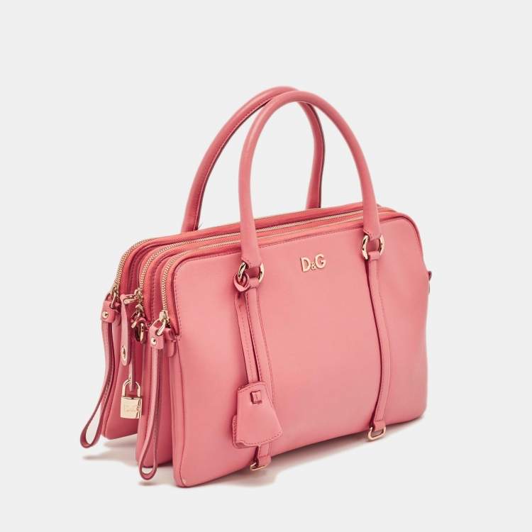 Pre Owned D&G Pink Leather Lily Twist Satchel